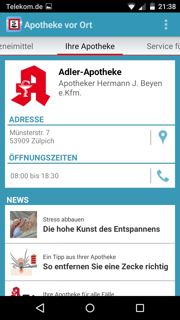 Apotheke vor Ort – Screenshot Android