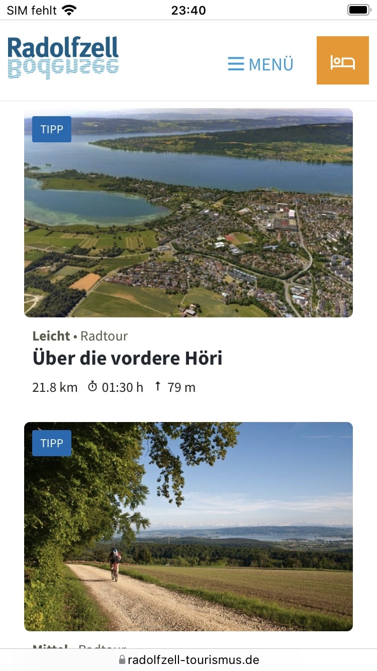 Radtouren Radolfzell am Bodensee – Screenshot iPhone
