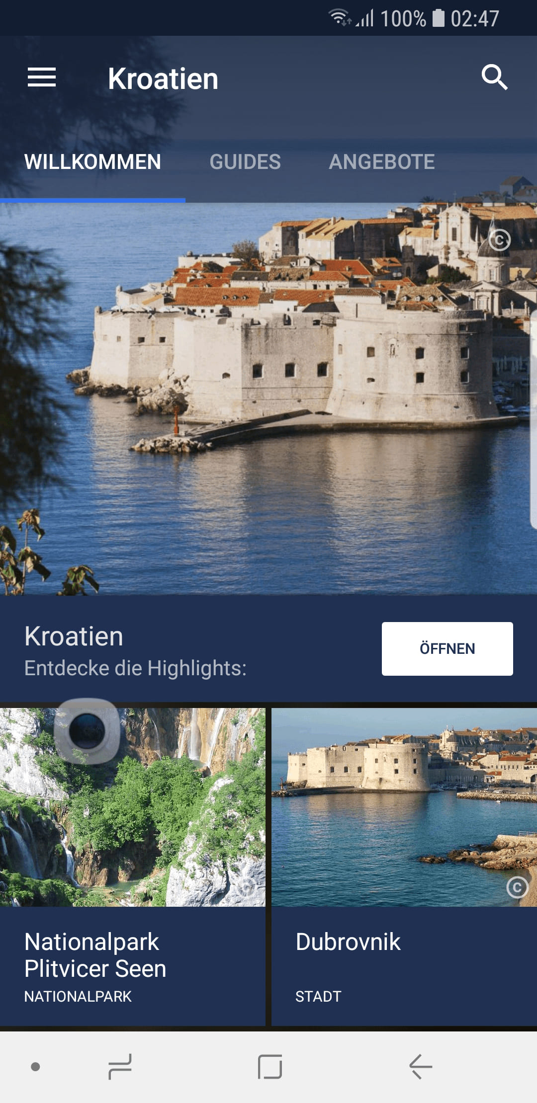 Kroatien Reiseführer – Screenshot Android