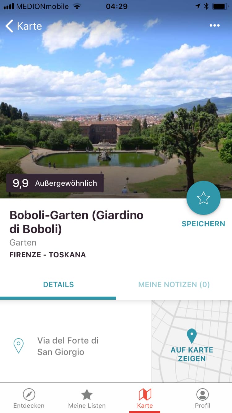 Florenz Reiseführer – Screenshot iPhone